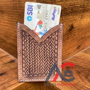 เคสใส่บัตรเครดิตทรงสี่เหลี่ยมผืนผ้าหนังถือด้วยมือขนาดเล็กน่ารักแบบตะวันตก - Product Image 1
