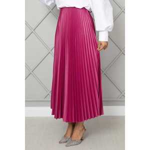 Fuchsia Satin Hijab <b>Skirt</b> with <b>Elastic</b> Waistband Pleated and Shiny Feature - Product Image 5