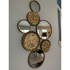 Miroir de forme ronde de la meilleure qualité avec des papillons en métal plaqué or cadre design maison et hôtel salon décoration approvisionnement - Product Image 4