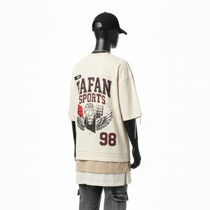 Camiseta de algodón de doble capa para mujer, tela suave y transpirable, capa interior con logotipo serigrafiado y bordado, lista para usar, camisetas de algodón de doble capa - Product Image 5