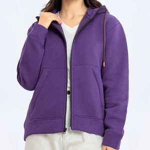 Top corto para mujer, sudadera con cremallera completa, Color sólido, gimnasio, cremallera, Sudadera con capucha, logotipo frontal de punto, ropa deportiva de invierno - Product Image 4