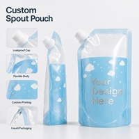 Prix de gros Sachets souples transparents à bec verseur, recyclables, anti-fuite, imprimés sur mesure, en PE de qualité alimentaire, type stand-up, pour le stockage de jus, de liquides et de tampons