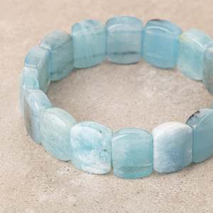 <b>Aquamarine</b> Natural Stone Square Cut Wide Cut <b>Bracelet</b> - Product Image 2