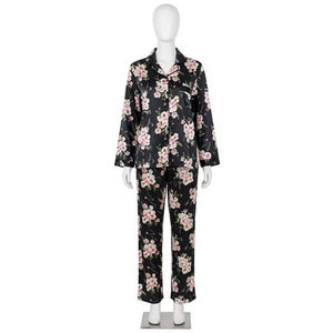 Ensemble femme en satin à séchage rapide, polyester, léger, respirant, imprimé par décharge, pyjama, détente, voyage - Product Image 3