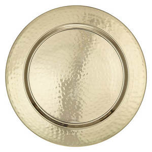 Assiettes de service en céramique argentée de forme ronde en aluminium de luxe faites à la main avec un design gravé pour les fêtes, vente en gros - Product Image 2
