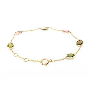 Pulsera de cadena de joyería fina de oro amarillo sólido de 18 quilates personalizada de nuevo diseño en turmalina Natural pulsera de cadena diaria para regalos - Product Image 2