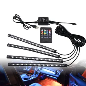 5050 4PCS 12LEDS RGB Flexible Foot Car Interior LED Lights Strip USB IP67 Waterproof Music Sync Atmosphere LED RGB Strip Light