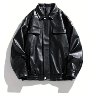 เสื้อแจ็คเก็ตหนังแท้ทรงสลิมฟิตสำหรับผู้ชาย รุ่น Twill Sports TS-1209 สีดำ ปี 2026 คอตั้งแบบปรับได้ ระบายอากาศดี สวมใส่สบาย ขายดี - Product Image 1