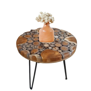 โต๊ะไม้สักอินโดนีเซียขาเหล็กรูปตัววีเฟอร์นิเจอร์ไม้ - Product Image 3