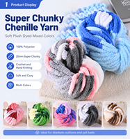 Fil chenille épais 100 % polyester 20 mm, doux pour le crochet, la couture et la broderie - Anti-bactérien, écologique, pour couvertures (vente en gros)