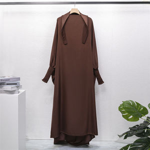 Musulmán Abaya Vestido de oración de una pieza con capucha Manga ahumada Mujeres Jilbab Ropa islámica Dubai Arabia Saudita Túnica negra - Product Image 3