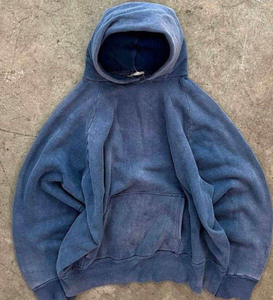 Personnalisé Rétro Gris Surdimensionné Hommes 100% Coton Poids Lourd Hommes Soleil Délavé 400Gsm Blanc Lavage À L'acide Vintage Pull À Capuche - Product Image 4