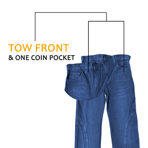 Jean en denim à jambe droite large pour hommes, coupe décontractée avec motif patchwork, pantalon fantaisie 100% coton personnalisé à poches multiples - Product Image 3