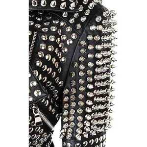 แจ็คเก็ตหนังทรงบอมเบอร์สไตล์พังก์ร็อกเฮฟวีเมทัลสำหรับผู้ชาย  โลโก้ด้านหน้า กันลม เป็นมิตรกับสิ่งแวดล้อม ทรงหลวม บริการ OEM - Product Image 3