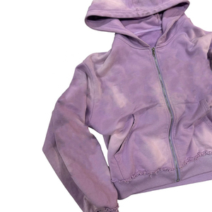 Survêtement vintage personnalisé à fermeture éclair et délavage acide pour homme, ensemble de jogging d'hiver avec sweat à capuche et pantalon de survêtement à jambe droite évasée 2025 - Product Image 3