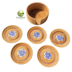 Vietnam Handmade Natural Rattan Plate Pattern <b>Tablemat</b> & Picnic Basket for Household Home Decoration - Product Image 5