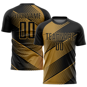 Uniforme de football en polyester respirant à séchage rapide costume de maillot de sublimation noir vieil or adulte personnalisé pour vêtements de football - Product Image 2