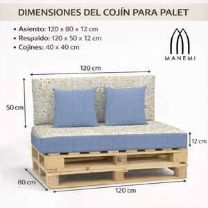 Ensemble de 4 coussins de palettes d'extérieur en tissu durable 120x80 et 120x50 cm pour canapé de jardin, 12 cm d'épaisseur, housse amovible, mobilier de patio - Product Image 3