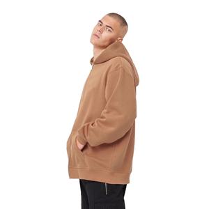 Hommes 100% Coton Polaire Épaules tombantes Zip-avant Style Kangourou Poches Ourlet côtelé et poignets Marron Moutarde Sweats à capuche surdimensionnés - Product Image 3