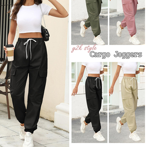 Pantalones Cargo de talla grande para mujer, pantalones y pantalones de mezclilla para mujer, bolsillos, cintura alta, moda, Jogging, pantalones de pierna ancha - Product Image 4