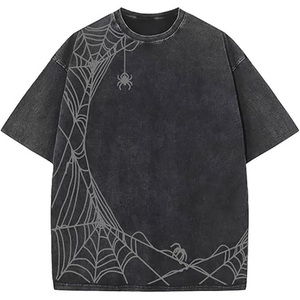 T-shirts unisexes surdimensionnés en coton lourd délavé à l'acide, streetwear, vente en gros, logo personnalisé, broderie usée, t-shirts pour hommes - Product Image 3