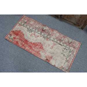 พรมวินเทจขนาด 1.6x3.2 ฟุต พรมตุรกีขนาดเล็ก พรมขนสัตว์สีแดงไล่เฉด - Product Image 4