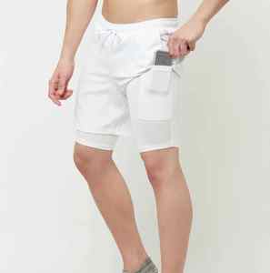 Short d'entraînement pour hommes de haute qualité 2-en-1 à séchage rapide Fitness Sports Running Wear Style décontracté Motif solide en grande taille - Product Image 4