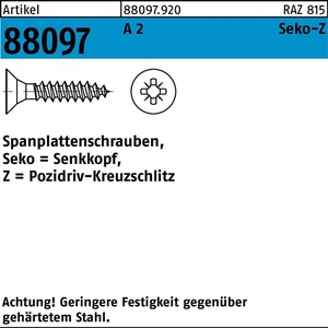 Tornillos para aglomerado R 88097 Seko PZ 3.5x50mm Zincados, Paquete de 200 Piezas - Product Image 1