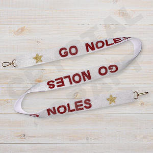 Lentejuelas personalizadas semillas de oro blanco bolso correas 'Hook Em Horns' accesorio de moda correa de monedero con cuentas - Product Image 5