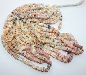 Ready to Ship Natural Pink Opal Gemstone <b>Heishi</b> Spacer <b>Beads</b> 5-7mm Square Shape Stone <b>Beads</b> - Product Image 5