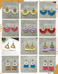 Pendientes de ratán hechos a mano de 100 por ciento de ratán natural, elegantes pendientes de ratán de Vietnam perfectos para boutiques de Navidad - Product Image 4