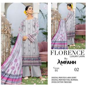 Haute Qualité Dames Pakistanaise Shalwar Kameez Top-Law Print Costumes En Coton Plus Options De Taille Disponibles - Product Image 4