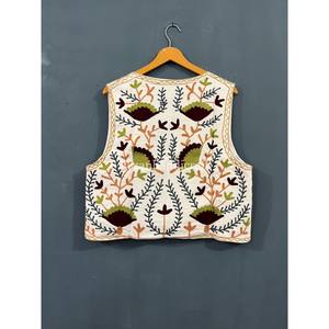 <b>Women's</b> Floral Embroidery Cotton Short Vest Party Wear Open Stitch Winter <b>Waistcoat</b> with Inside Fabric for Winter Accessories - Product Image 5