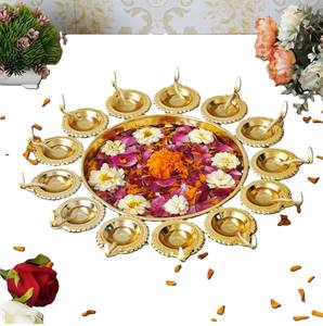 Bougeoir flottant traditionnel en métal Diya Urli Bowl fabriqué à la main pour Diwali Temple Decor pendaison de crémaillère et cadeaux de mariage - Product Image 1