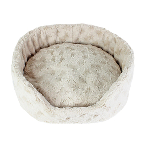 C4P, venta al por mayor, cama ortopédica de lujo para perros <span class=keywords><strong>Furhaven</strong></span>, cama ovalada estilo sofá para mascotas con Material de fibra sólida de terciopelo rosa para mascotas - Product Image 4