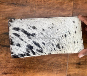 Nuevo pelo Real hecho a mano en cuero genuino Bi Fold Cartera de mujer elegante cuero de vaca personalizado Multi usado monederos de vaquera - Product Image 4