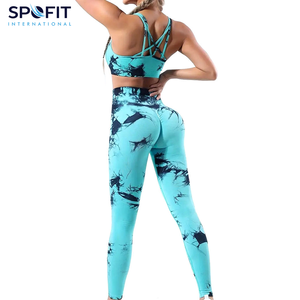Women's High Quality 2pcs Sublimation Yoga Set Solid <b>Pattern</b> Sports Gym Wear for Fitness & Workout Good Quality <b>Leggings</b> Sets - Product Image 6