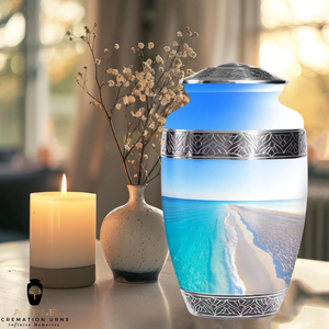 River view Metal Cremation <b>Urn</b> Premium Aluminum Memorial <b>Urn</b> with Meena Coating <b>Large</b> 220 cu in Capacity Leakproof & Engravable - Product Image 6