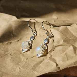 Pendientes de Piedra Lunar en Plata de Ley Chapada en Oro, Joyería Elegante Hecha a Mano para Bodas y Fiestas, Regalo para Ella - Product Image 6