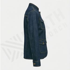 Veste en jean décontractée personnalisée pour hommes, grandes tailles, 100% coton, option logo sur le devant, respirante, veste d'hiver - Product Image 3