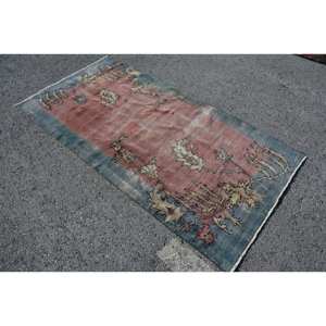 <b>Vintage</b> 3.5 X 6.8 ft Turkish Wool <b>Rug</b> Red & Blue Patchwork Flat Weave for Living Room Decorations Latex Backing - Product Image 2