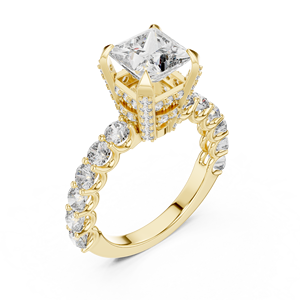 Anillo de Oro de 14K con Diamante Cultivado en Laboratorio de 3.75ct, Corte Princesa, Engaste de Garras, Estilo Clásico, para Compromiso, Boda, Aniversario o Fiesta para Mujer - Product Image 4