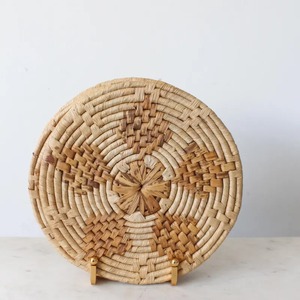 Handwoven Rattan <b>Round</b> Serving <b>Tray</b> with Natural Shell Accent for Boho <b>Table</b> Styling and Home Decor - Product Image 4