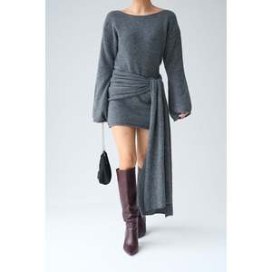 ชุดถักแอนทราไซต์พร้อมผ้าคลุมไหล่ - Product Image 3