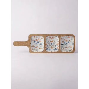 Plato de postre grande de madera para hotel con 3 compartimentos, ideal para dátiles y aperitivos, artículos de mesa elegantes para servir - Product Image 5