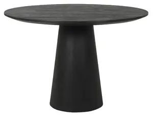 European Design Sand Blasted Black Finish Solid Mango Wood Round Dining Table for Dining Room and Hotel Furniture