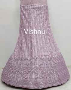 Vente en gros de tissu Lehenga en filet pour mariage avec broderie miroir 1.2 mètres Choli 2.5 mètres de filet Dupatta nuptiale ethnique événements - Product Image 3