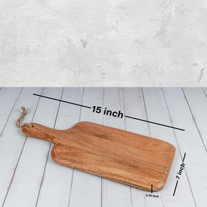 Planche à découper en bois d'acacia, pour la viande, le fromage, le pain, les légumes et les fruits, avec poignée (15 "X 7") - Product Image 5