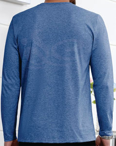 Camiseta ajustada de manga larga de algodón 100% para hombre, ropa de calle de cuello redondo en blanco de peso pesado, transpirable, antiarrugas, opción de logotipo personalizado alto - Product Image 3