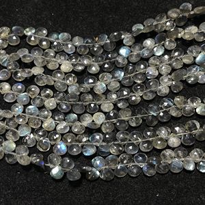Cuentas de briolette con forma de corazón facetado de labradorita, taladro lateral de 7MM, venta al por mayor Natural multicolor para uso en joyería - Product Image 3